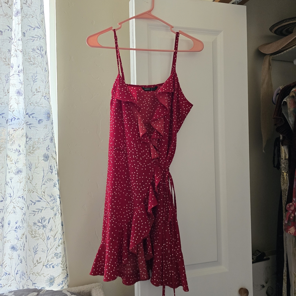 SHEIN Red Ruffle Mini Dress